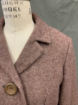 GAYNES, Brown, Wool, Heathered, Single Breasted, 3 Buttons,  Collar Attached, Notched Lapel, Front Side Panel Flaps, 3/4 Sleeve,