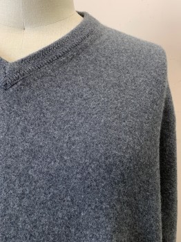 ROCHESTER, Gray, Cashmere, Solid, Heathered, V-neck, Long Sleeves