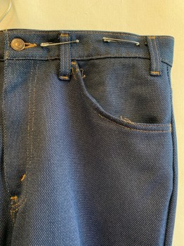 LEVI'S , Dk Blue, Polyester, Solid, 2 Color Weave, 4 Pockets, Zip Fly, Bttn. Closure, Belt Loops,