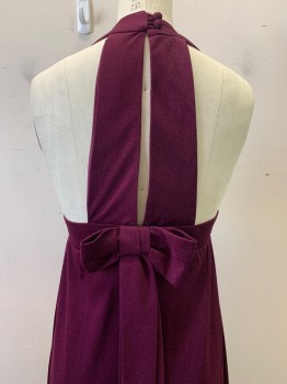NO LABEL, Wine Red, Rose Pink, Polyester, Cotton, Solid, Halter Top, V Neck, Rose Breast Band with Pink Gems, Back Zipper with Bow