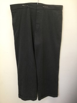 N/L, Gray, Wool, Solid, Ribbed Wool, Flat Front, Wide Leg, Cuffed Hem, Button Fly, 4 Pockets, No Belt Loops, Sansa-belt Style Inner Waistband, Made To Order Reproduction  **Barcode on Front Pocket