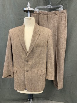 MTO, Brown, Cream, Dk Brown, Wool, Tweed, Single Breasted, Collar Attached, Notched Lapel, 3 Pockets, Long Sleeves,