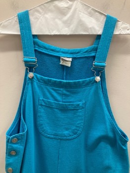ATHLETIC WORKS, Turquoise Blue, Cotton, Polyester, Solid, Squared Neck, Shoulder Straps, Chest Pocket, Side Buttons,