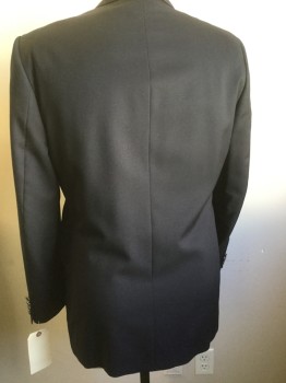 SAVILLE ROW, Navy Blue, Wool, Solid, 2 Buttons,  Notched Lapel, 3 Pockets,
