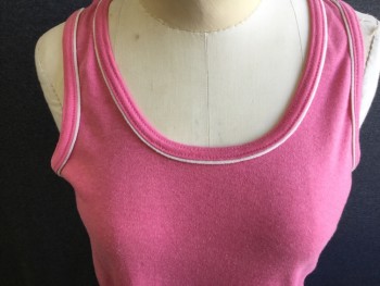 TITLE XI, Pink, Polyester, Cotton, Solid, White Piping Trim, Pullover,