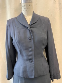 KERRYBROOKE, Dk Gray, Wool, Rounded Collar, Single Breasted, Back, 4 Buttons