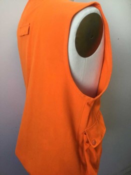 LL BEAN, Orange, Acrylic, Solid, Zip Front, 2 Cargo Pockets,