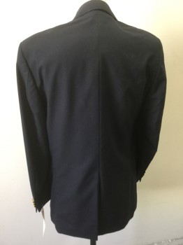 CHAPS, Navy Blue, Wool, Solid, 2 Buttons,  Notched Lapel, 3 Pockets,