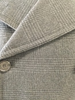 DOMINIC GHERARDI, Slate Blue, Black, Gray, Wool, Glen Plaid, Double Breasted, Notched Lapel, Slit Pockets, Sleeve Band with Buttons,