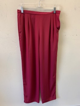 ANNE KLEIN, Red Burgundy, Polyester, Solid, Double Pleated Front, Side Hidden Pockets