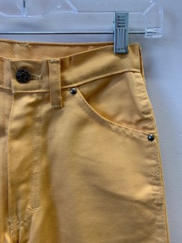 ELY JEANS, Goldenrod Yellow, Cotton, Solid, CARGO, 6 Pockets, Zip Fly, Belt Loops, Loop On Left Leg