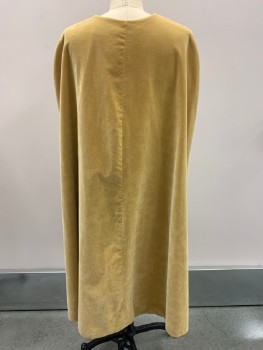 NO LABEL, Mustard Yellow, Polyester, Cotton, Solid, Velvet Texture, Brass Broach On Neck, Hook And Snap Button, Made To Order,