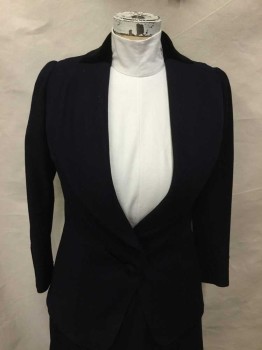 MTO, Navy Blue, Black, Wool, Solid, Stripes, Made To Order, Enormous Button Holes for 2 Statement Buttons, But 2 Velvet Buttons are There Instead, Velvet Collar, Ottoman Wool, Design Lines See Detail Photo