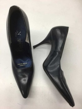 FRANCHETTI, Navy Blue, Leather, Solid, Pumps