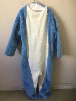 N/L, Baby Blue, White, Polyester, BODY -Blue Furry Texture  Jumpsuit with White Belly, Long Sleeves, Structured "Fin" in Back, Velcro Closures in Back, **Includes Non Coded Pair of Blue Furry Feet and Pair of Blue Furry Gloves