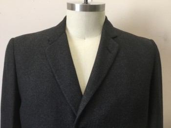 LIT BROTHERS, Charcoal Gray, Gray, Wool, Heathered, Stripes - Diagonal , Single Breasted, Notched Lapel, 2 Pockets, SMALL TEAR Center Front See Detail Photo,