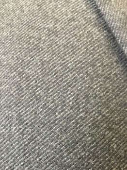 LIT BROTHERS, Charcoal Gray, Gray, Wool, Heathered, Stripes - Diagonal , Single Breasted, Notched Lapel, 2 Pockets, SMALL TEAR Center Front See Detail Photo,