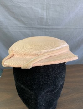 N/L, Ballet Pink, Buckram with Velour Cording Trim, Flat Top, Sits on Head with Loops for Pins,