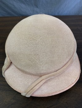 N/L, Ballet Pink, Buckram with Velour Cording Trim, Flat Top, Sits on Head with Loops for Pins,
