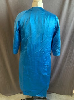 ENST NEWMAN, Blue, Synthetic, Open Front, 3/4 Sleeve, Long Line