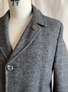 HARRIS TWEED, Black, Gray, Wool, Tweed, Single Breasted, Collar Attached, Notched Lapel, 2 Pockets, Long Sleeves, 1/2 Panel Cuff with Button Detail