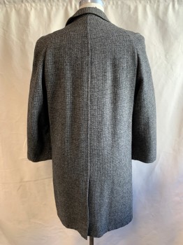 HARRIS TWEED, Black, Gray, Wool, Tweed, Single Breasted, Collar Attached, Notched Lapel, 2 Pockets, Long Sleeves, 1/2 Panel Cuff with Button Detail