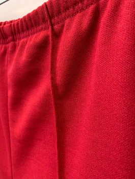HABAND, Maroon Red, Polyester, Solid, Elastic Waist, No Pockets, Stitched Permanent Crease, Taperd Leg,
