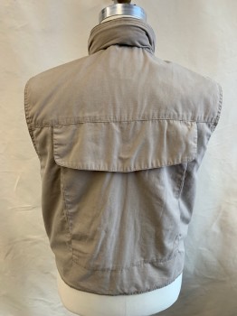 ROTHCO, Khaki Brown, Poly/Cotton, Stand Collar, Zip Front, 6 Pockets at Front, 1 Large Pocket at Center Back, Pocket at Neck to Conceal Hood, Epaulets