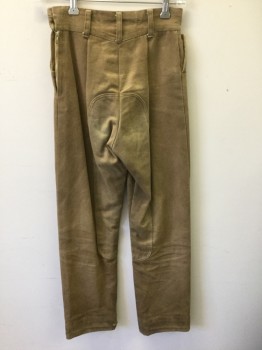 N/L, Lt Brown, Cotton, Solid, Canvas, 2" Wide Waistband with 2 Button Closures at Side, Zipper at Side, Button Closures on Pockets, Wide Leg, Belt Loops, Reinforced Panel at Crotch/Inner Thighs, Dusty/Dirty Throughout, Made To Order **Has Multiples
