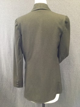 MTO, Olive Green, Wool, Heathered, 3 Covered Button Single Breasted, Shawl Collar, 2 Pockets with Flaps, 3 Covered Buttons on Cuffs Too,