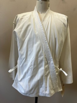 GTMA, White, Cotton, Solid, Crossover Open Front, Long Sleeves, Karate Gee