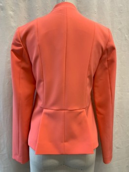 HALOGEN, Coral Orange, Polyester, Spandex, Solid, Open Front, 2 Zip Pockets