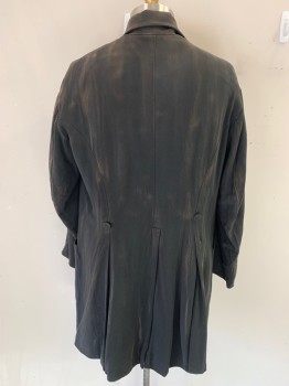 MTO, Faded Black, Wool, Cotton, Solid, Mid 1700s Single Breasted, Rounded C.A., 7 Self Covered Buttons,  3 Pockets, Cotton Lining, Aged, Multiples