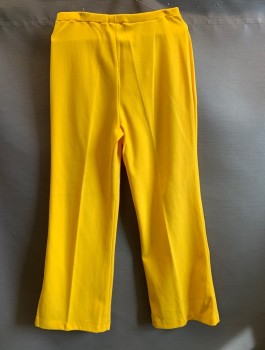 NL, Goldenrod Yellow, Cotton, Elastane, Solid, Elastic Waist, Wide Leg, Stretchy, Stitched Pleat on Front of Legs