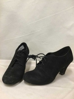 GOOD FOR THE SOLE, Black, Leather, Solid, Black Suede,  2" Heels, Lace Up,
