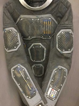 MTO, Black, Graphite Gray, Lt Gray, Blue, Brass Metallic, Neoprene, Rubber, Textured Printed Fabric, Double Center Back Zipper, Space Suit, For A 5 Foot 10 inch to 6 Foot Person. Attached Boots Are Size 9.5., Astronaut