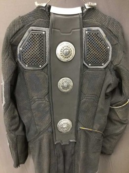 MTO, Black, Graphite Gray, Lt Gray, Blue, Brass Metallic, Neoprene, Rubber, Textured Printed Fabric, Double Center Back Zipper, Space Suit, For A 5 Foot 10 inch to 6 Foot Person. Attached Boots Are Size 9.5., Astronaut