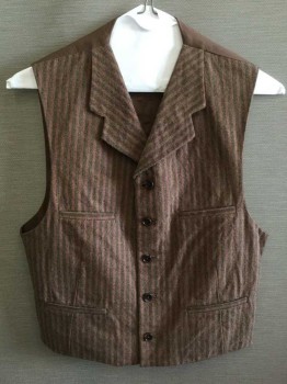 M.T.O., Brown, Dk Brown, Khaki Brown, Wool, Poly/Cotton, Stripes, Herringbone Striped Wool Front, Notched Lapel, 5 Button Single Breasted, 4 Welt Pockets, Polyester/cotton Back, Adjustable Back Waist