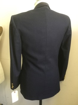 LUBIAM, Navy Blue, Wool, Solid, 2 Buttons,  Notched Lapel, 3 Pockets,