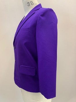 GINO GIOVANNI, Purple, Polyester, Solid, L/S, 2 Button, Notched Lapel, Single Breasted, 3 Pockets,