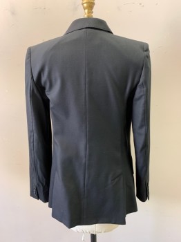 MAX MARA, Black, Wool, Silk, Peak Lapel, Double Breasted, Button Front, 2 Pockets, Double Back Vent