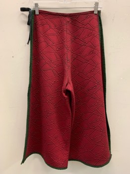 MTO, Red Burgundy, Black, Moss Green, Polyester, Abstract , Open Sided Culottes, Textured Fabric