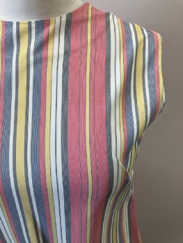 N/L, Red/ Multi-color, Vertical Stripes, CN, Sleeveless, Back Zip,