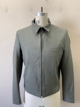 NL, Gray, Poly/Cotton, Collar Attached, Zip Front, 1 Front Welt Pocket