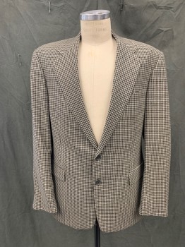 LANZA COLLEZIONE, Black, Cream, Wool, Grid , Single Breasted, Collar Attached, Notched Lapel, 3 Pockets,
