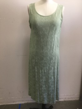 N/L, Sage Green, Rayon, Floral, Sleeveless, Scoop Neck, Empire Waist, Ankle Length,