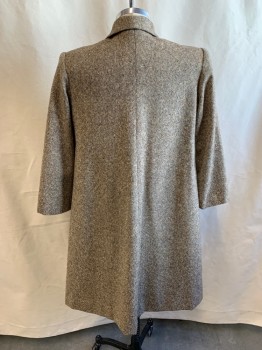 NL, Brown, Beige, Wool, 2 Color Weave, Multi Color Specs, Collar Attached, Single Breasted, Button Front, 2 Pockets