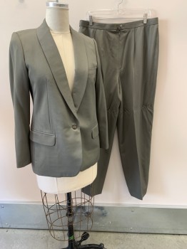 NL, Olive Green, Wool, Shawl Lapel, Single Breasted, 1 Button, 3 Pockets