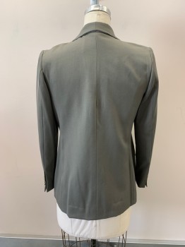 NL, Olive Green, Wool, Shawl Lapel, Single Breasted, 1 Button, 3 Pockets