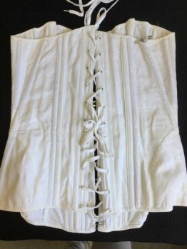 N/L, Off White, White, Cotton, Floral, Off White Floral Brocade, Hook Front, White Lacing Back